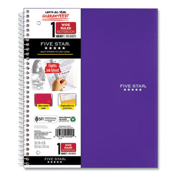 Five Star® Wirebound Notebook, 1 Subject, Wide-legal Rule, Randomly Assorted Covers, 10.5 X 8, 100 Sheets freeshipping - TVN Wholesale